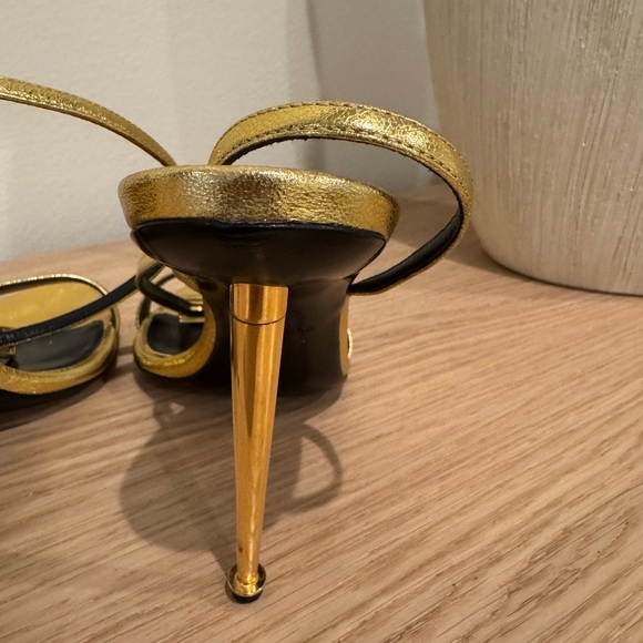 Tom Ford Metallic Gold Strappy Stiletto Sandals - Picture 13 of 16